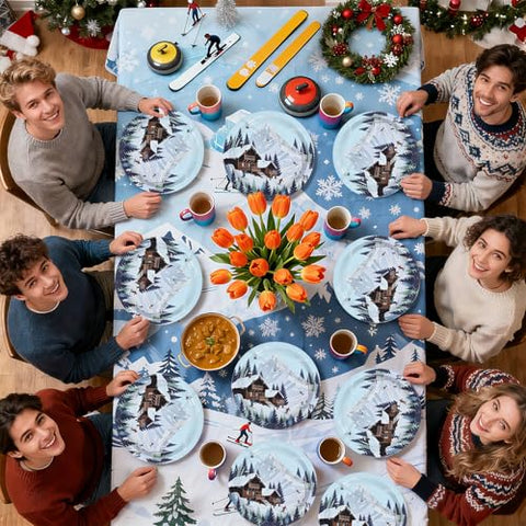 50 Pcs 9-inch Skiing Party Paper Plates - Grencian