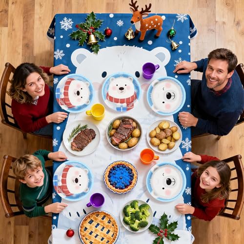 50 Pcs 9-inch Smiling Polar Bear Party Paper Plates - Grencian