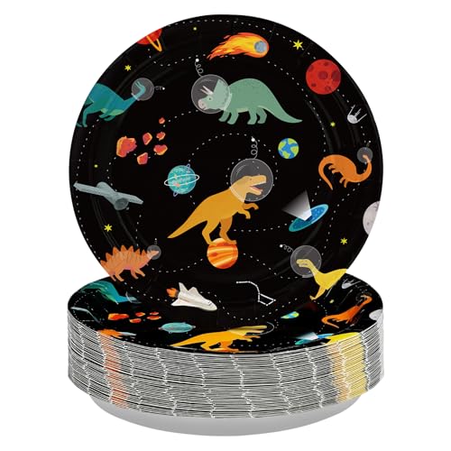 50 Pcs 9-inch Space Dinosaur Party Paper Plates - Grencian