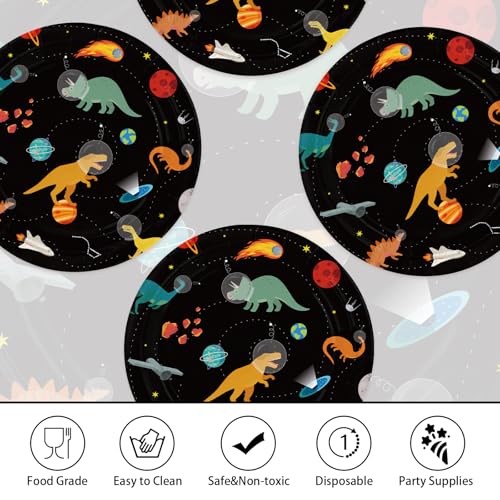 50 Pcs 9-inch Space Dinosaur Party Paper Plates - Grencian