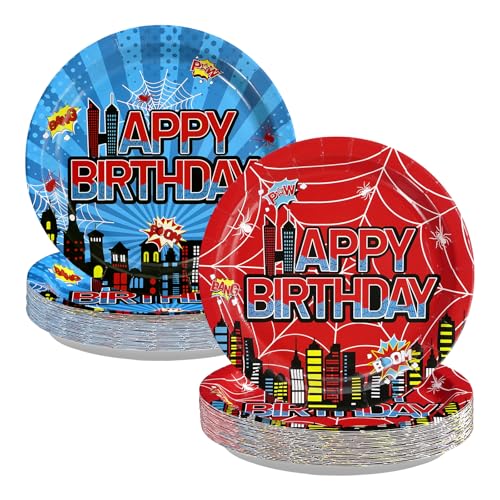 50 Pcs 9-inch Spider Birthday Party Paper Plates - Grencian