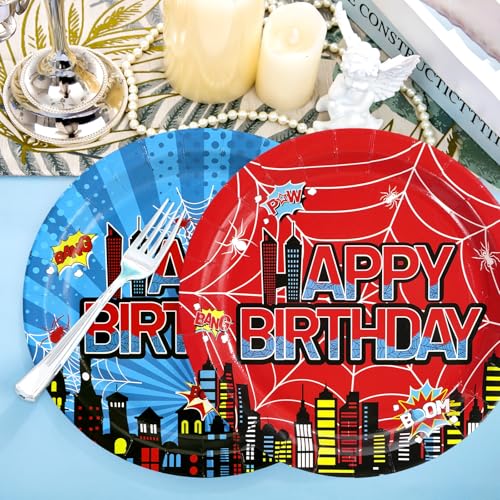 50 Pcs 9-inch Spider Birthday Party Paper Plates - Grencian