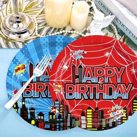 50 Pcs 9-inch Spider Birthday Party Paper Plates - Grencian