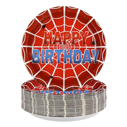 50 Pcs 9-inch Spider Web Birthday Party Paper Plates - Grencian