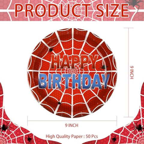 50 Pcs 9-inch Spider Web Birthday Party Paper Plates - Grencian