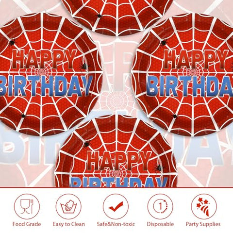 50 Pcs 9-inch Spider Web Birthday Party Paper Plates - Grencian