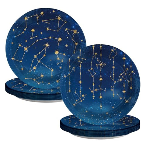50 Pcs 9-inch Starry Night Party Paper Plates - Grencian