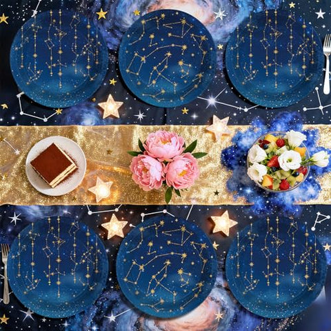 50 Pcs 9-inch Starry Night Party Paper Plates - Grencian