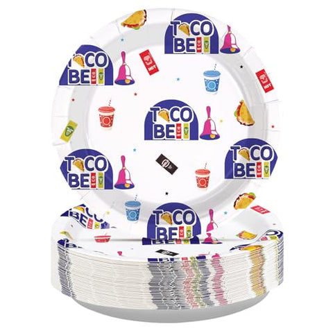 50 Pcs 9-inch Taco Party Paper Plates - Grencian