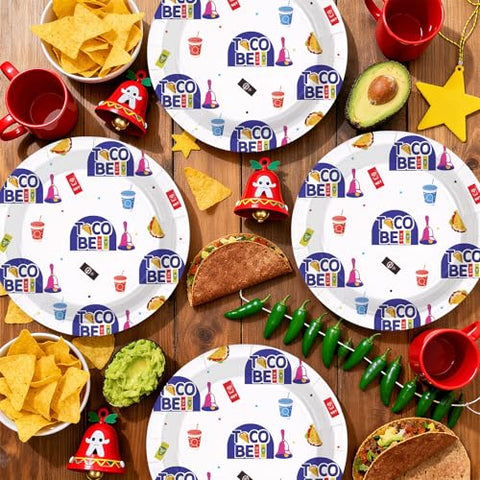 50 Pcs 9-inch Taco Party Paper Plates - Grencian