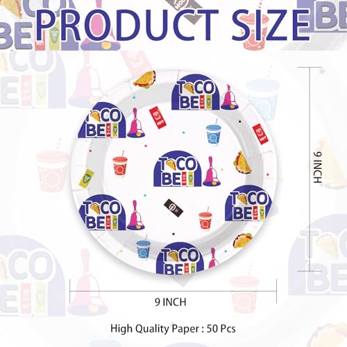 50 Pcs 9-inch Taco Party Paper Plates - Grencian