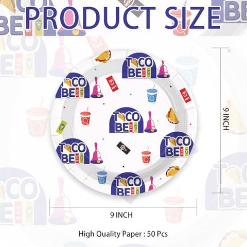 50 Pcs 9-inch Taco Party Paper Plates - Grencian