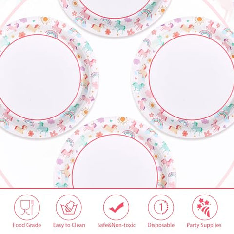 50 Pcs 9-inch Unicorn Birthday Party Paper Plates - Grencian
