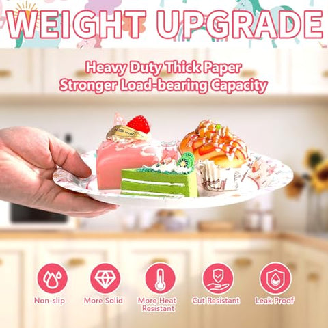 50 Pcs 9-inch Unicorn Birthday Party Paper Plates - Grencian