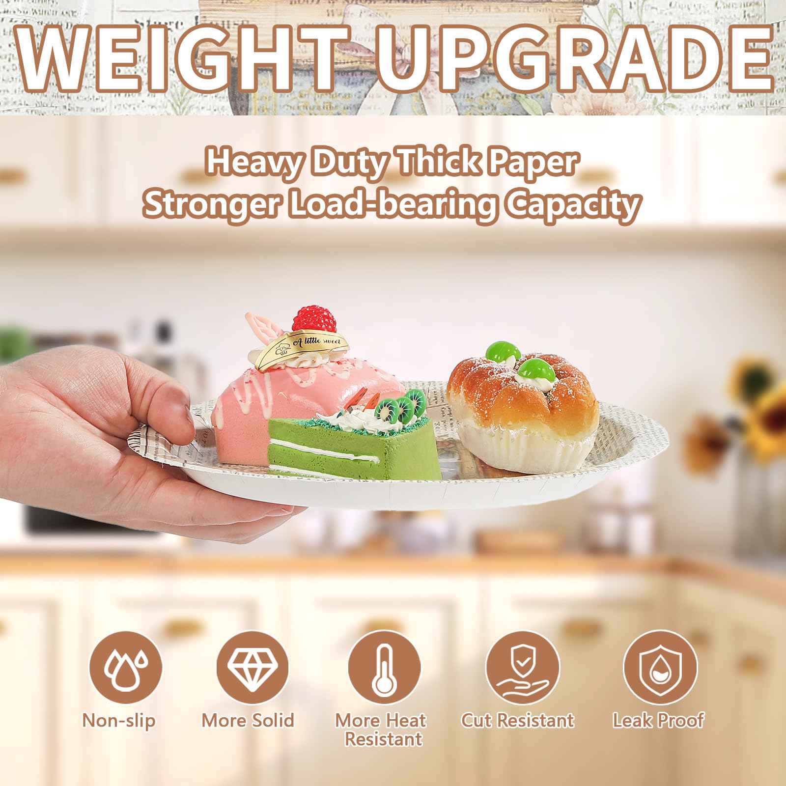 50 Pcs 9-inch Vintage Book Party Paper Plates - Grencian