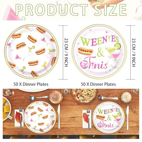 50 Pcs 9-inch Weenies and Tinis Party Paper Plates - Grencian