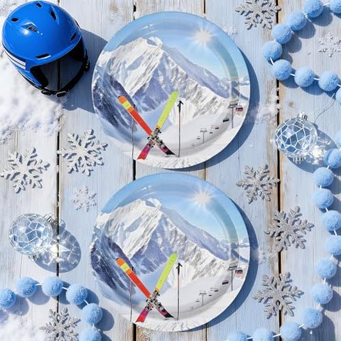 50 Pcs 9-inch Winter Ski Party Paper Plates - Grencian