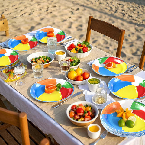 50 Pcs Beach Ball Party Paper Plates - Grencian