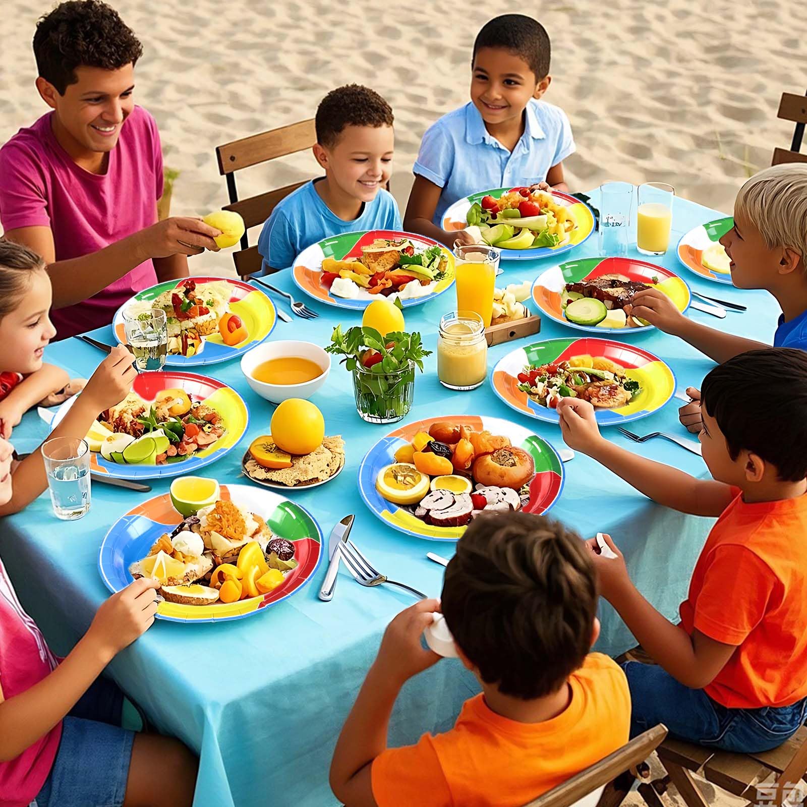 50 Pcs Beach Ball Party Paper Plates - Grencian