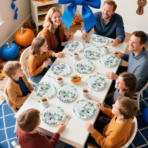 50 Pcs Blue Pumpkins Party Paper Plates - Grencian