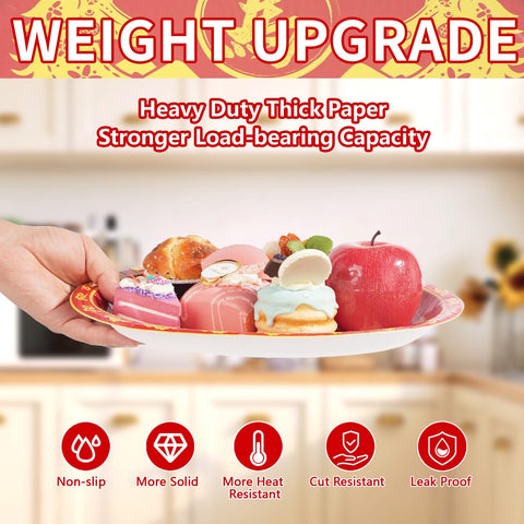 50 Pcs Chinese New Year Horse Oval Party Paper Plates - Grencian