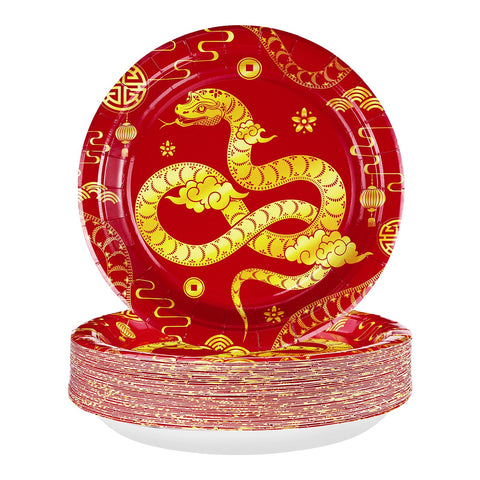 50 Pcs Chinese New Year Paper Plates