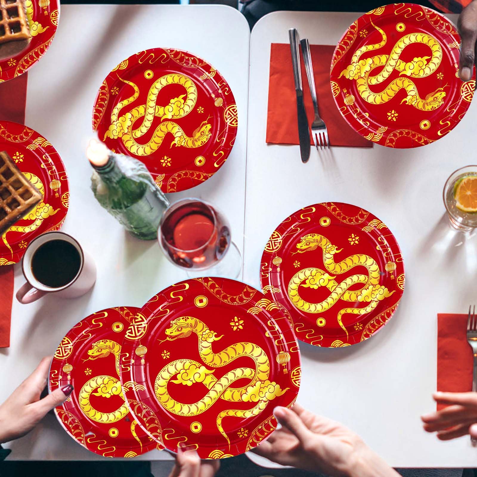 50 Pcs Chinese New Year Paper Plates