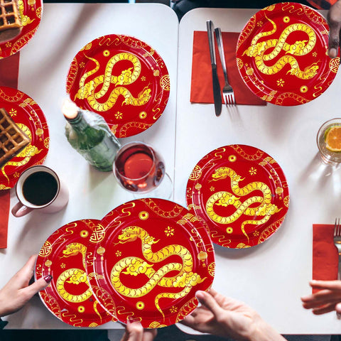 50 Pcs Chinese New Year Paper Plates