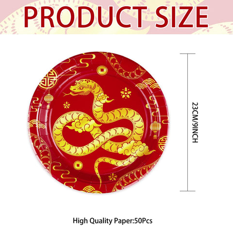 50 Pcs Chinese New Year Paper Plates