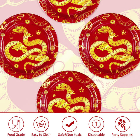 50 Pcs Chinese New Year Paper Plates