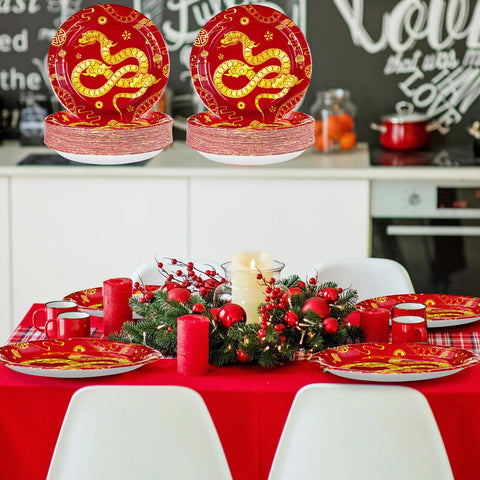 50 Pcs Chinese New Year Paper Plates