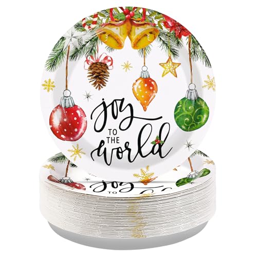 50 Pcs Christmas Balls Pine Cone Party Paper Plates - Grencian