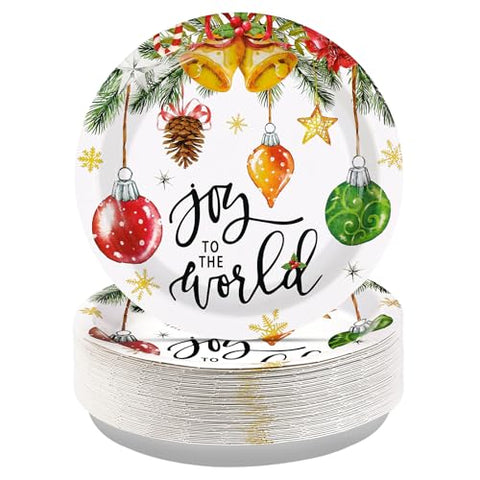 50 Pcs Christmas Balls Pine Cone Party Paper Plates - Grencian