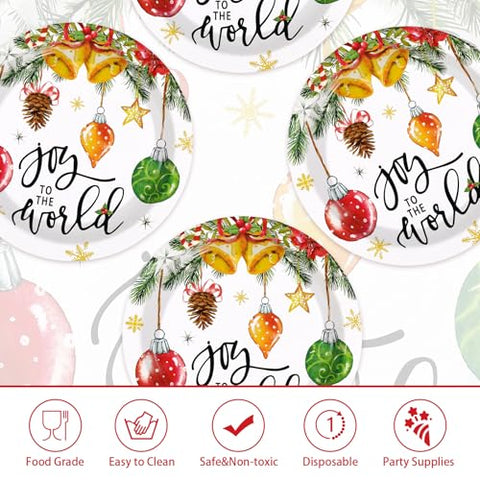 50 Pcs Christmas Balls Pine Cone Party Paper Plates - Grencian