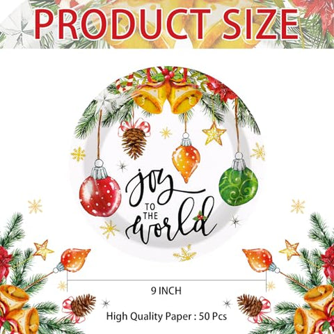 50 Pcs Christmas Balls Pine Cone Party Paper Plates - Grencian