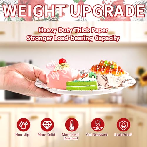 50 Pcs Christmas Cardinal Bird Party Paper Plates - Grencian