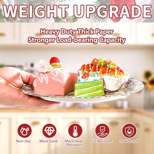 50 Pcs Christmas Cardinal Party Paper Plates - Grencian