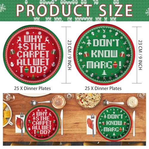 50 Pcs Christmas Carpet Party Paper Plates - Grencian