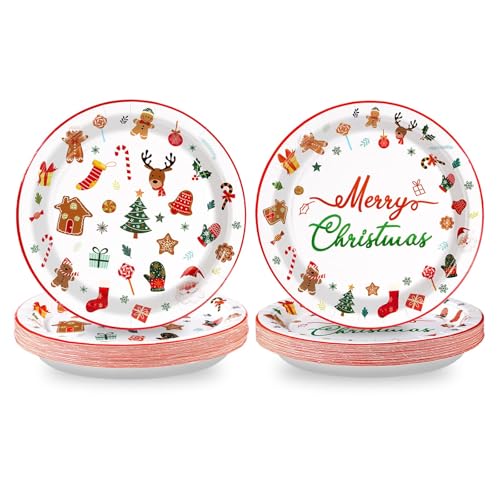 50 Pcs Christmas Cartoon Party Paper Plate - Grencian