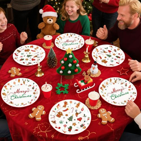 50 Pcs Christmas Cartoon Party Paper Plate - Grencian