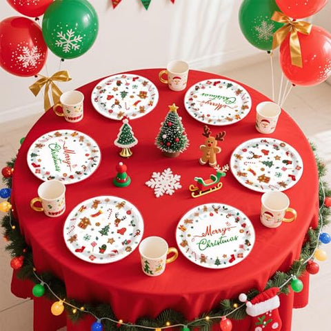 50 Pcs Christmas Cartoon Party Paper Plate - Grencian