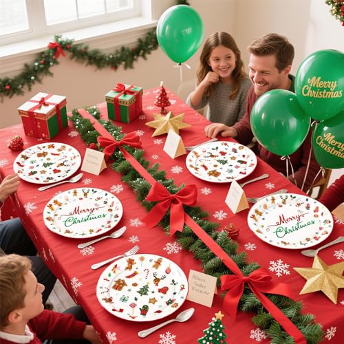 50 Pcs Christmas Cartoon Party Paper Plate - Grencian