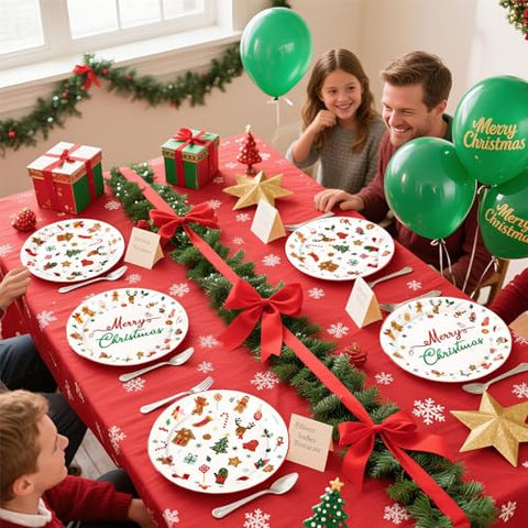 50 Pcs Christmas Cartoon Party Paper Plate - Grencian