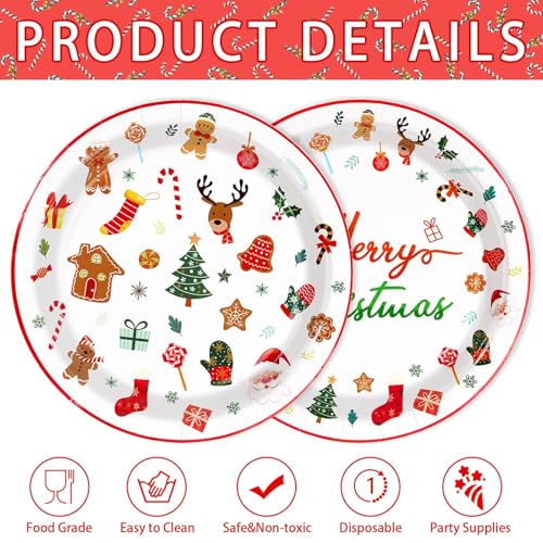 50 Pcs Christmas Cartoon Party Paper Plate - Grencian