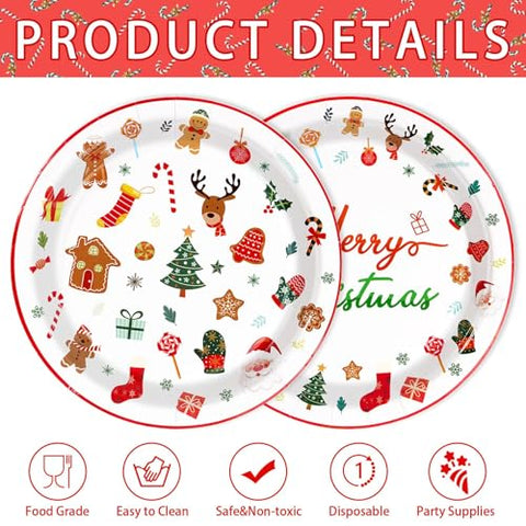 50 Pcs Christmas Cartoon Party Paper Plate - Grencian