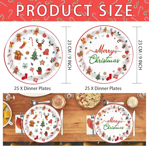 50 Pcs Christmas Cartoon Party Paper Plate - Grencian