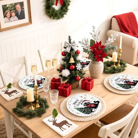 50 Pcs Christmas Cat Party Paper Plates - Grencian