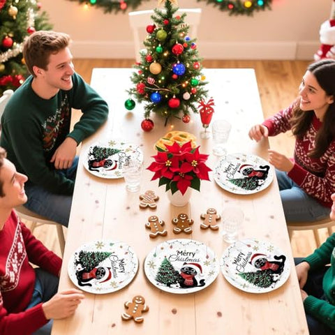50 Pcs Christmas Cat Party Paper Plates - Grencian
