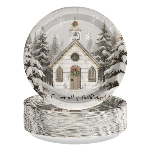 50 Pcs Christmas Church Party Paper Plates - Grencian