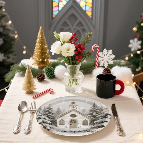 50 Pcs Christmas Church Party Paper Plates - Grencian